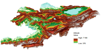 Altitude Map of Kyrgyzstan | Travel Land